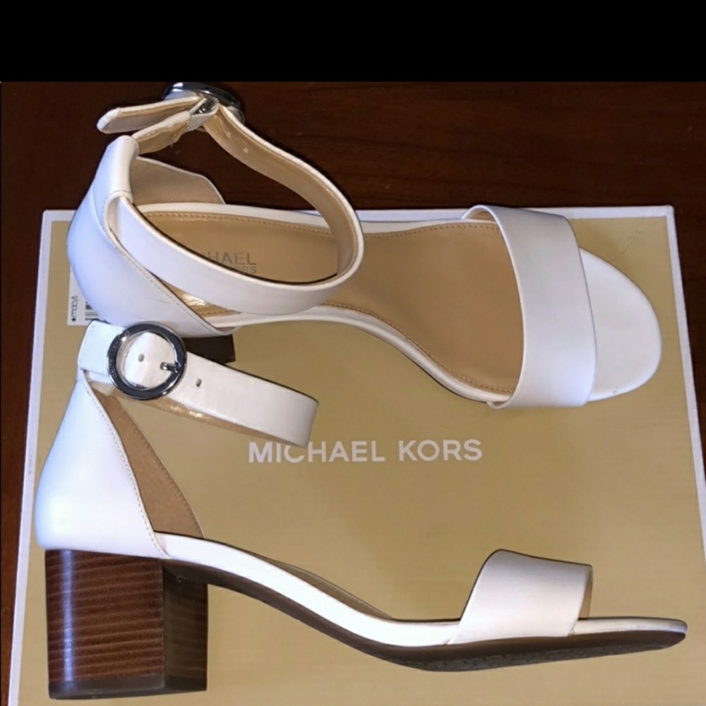 White Michael Kors Ankle Strap Heels